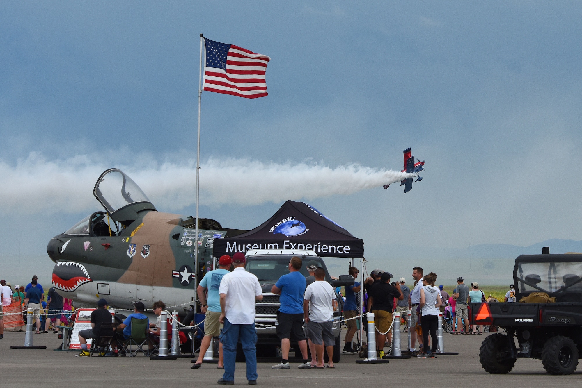 Brian Correll performs stunts in his modified Pitts S2S July 13, 2019, at the “Mission Over Malmstrom” open house event on Malmstrom Air Force Base, Mont.