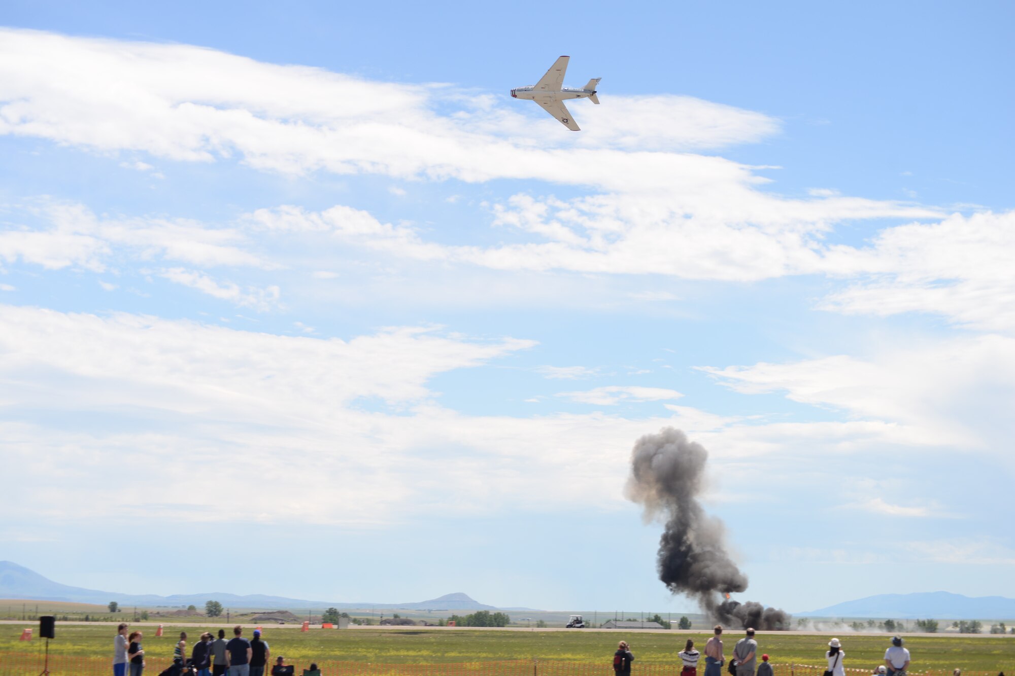 The MiG Fury Fighters perform a mock-up dogfight show July 14, 2019, the “Mission Over Malmstrom” open house event on Malmstrom Air Force Base, Mont.