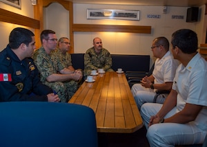 Navy doctors participate in a subject matter expert exchange with Peruvian navy doctors.