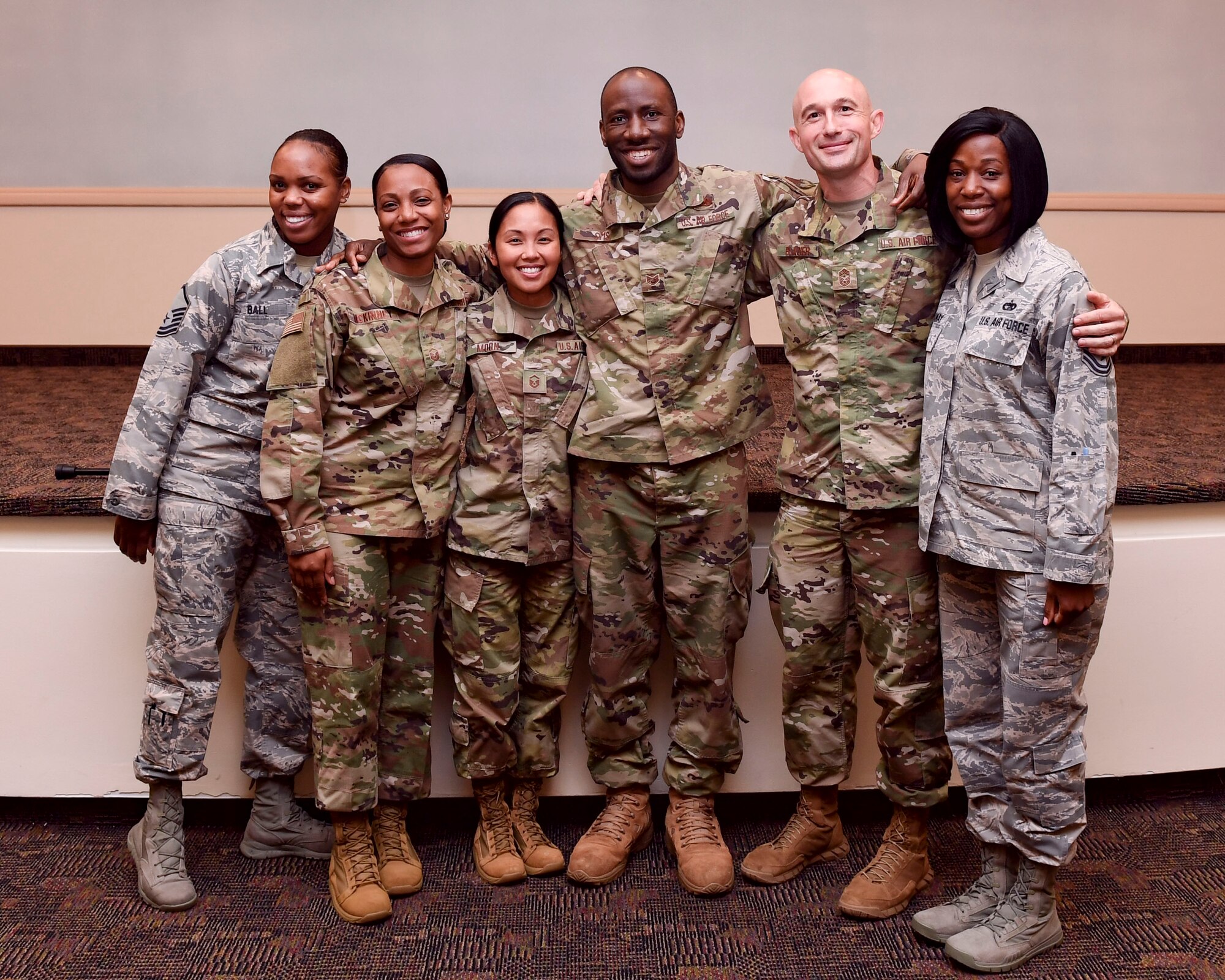 U.S. Air Force Airmen who shared their stories in the Owning Your Story seminar pose for a photo July 10, 2019 at Joint Base Langley-Eustis, Virginia.