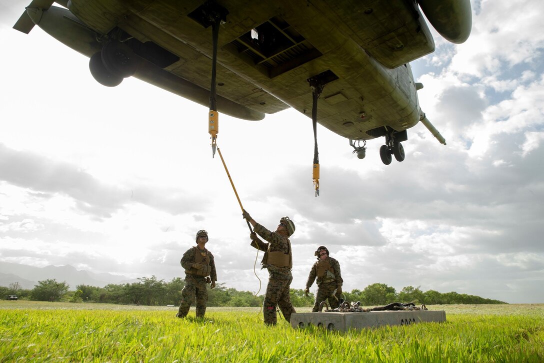 SPMAGTF-SC Marines conducted Helicopter Support Training to maintain readiness and develop cohesion between the crew chiefs, pilots and the ground crew on July 1, 2019.