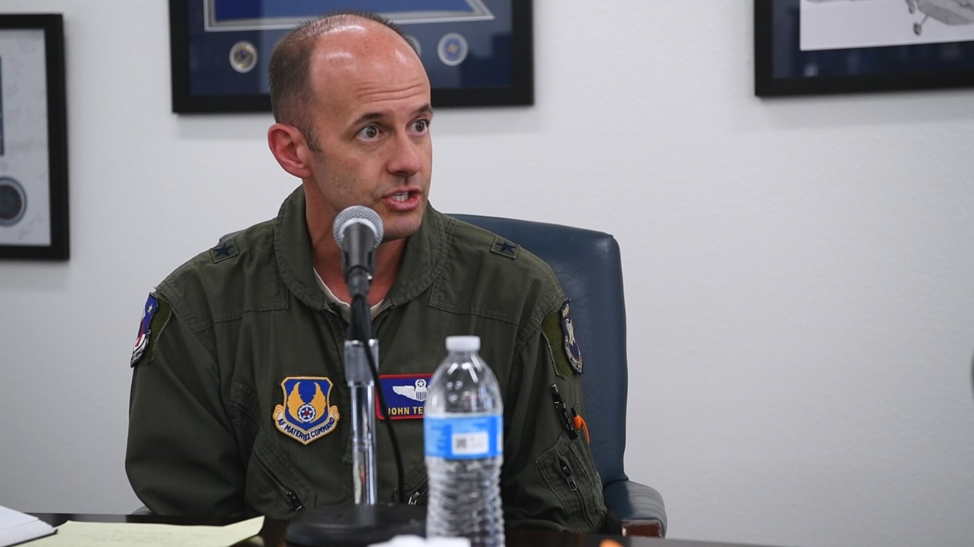 Brig. Gen. E. John Teichert, 412th Test Wing Commander, is the first guest on the "We Are Test" podcast series. (U.S. Air Force photo by Christopher Dyer)