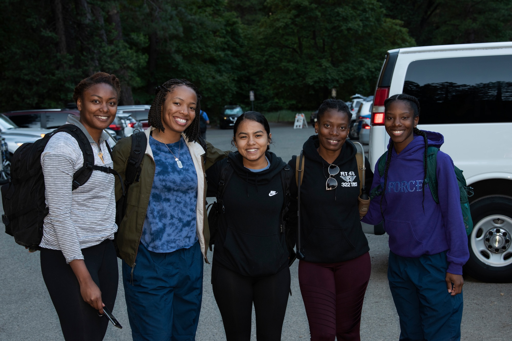 U.S. Air Force Airmen from Travis Air Force Base, California, July 13, 2019, at Yosemite National Park, California, prior to hiking to Cloud’s Rest. Airmen from 21 organizations participated in a 14.57-mile hike to Cloud’s Rest, 9,926 feet above sea level. The hike was organized to enhance the Airmen’s physical, mental and spiritual resiliency. (U.S. Air Fore photo by Tech. Sgt. James Hodgman)
