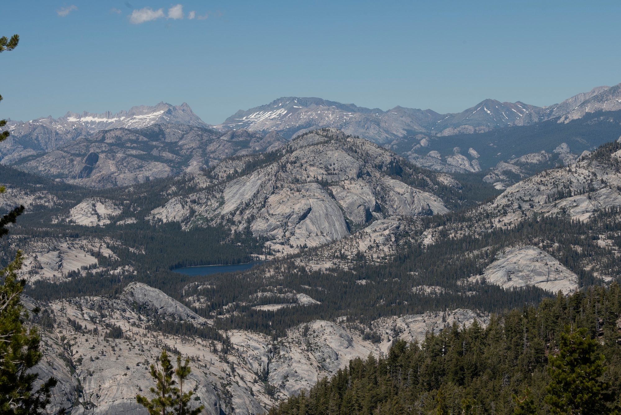 Several peaks and valleys are visible along the route of the trail leading to Cloud’s Rest July 13, 2019, at Yosemite National Park, California. Nearly four dozen Airmen from Travis Air Force Base, California, hiked to Cloud’s Rest covering 14.57 miles as they climbed to 9,926 feet above sea level. The hike was organized to enhance the Airmen’s physical, mental and spiritual resiliency. (U.S. Air Fore photo by Tech. Sgt. James Hodgman)
