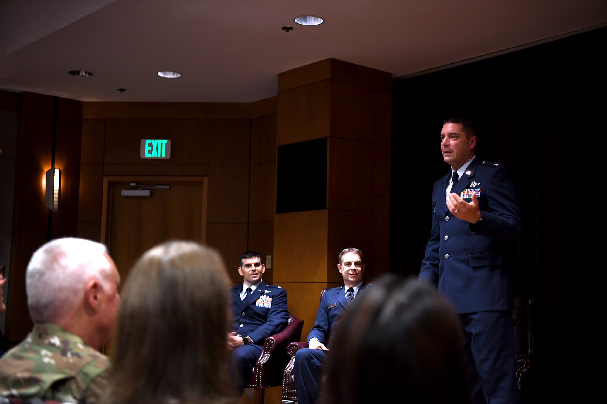 Here at Travis Air Force Base, Calif., July 13, 2019, Lt. Col. Michael L. Drew passed command of the 349th OSS to Lt. Col. Andrew H. Black.