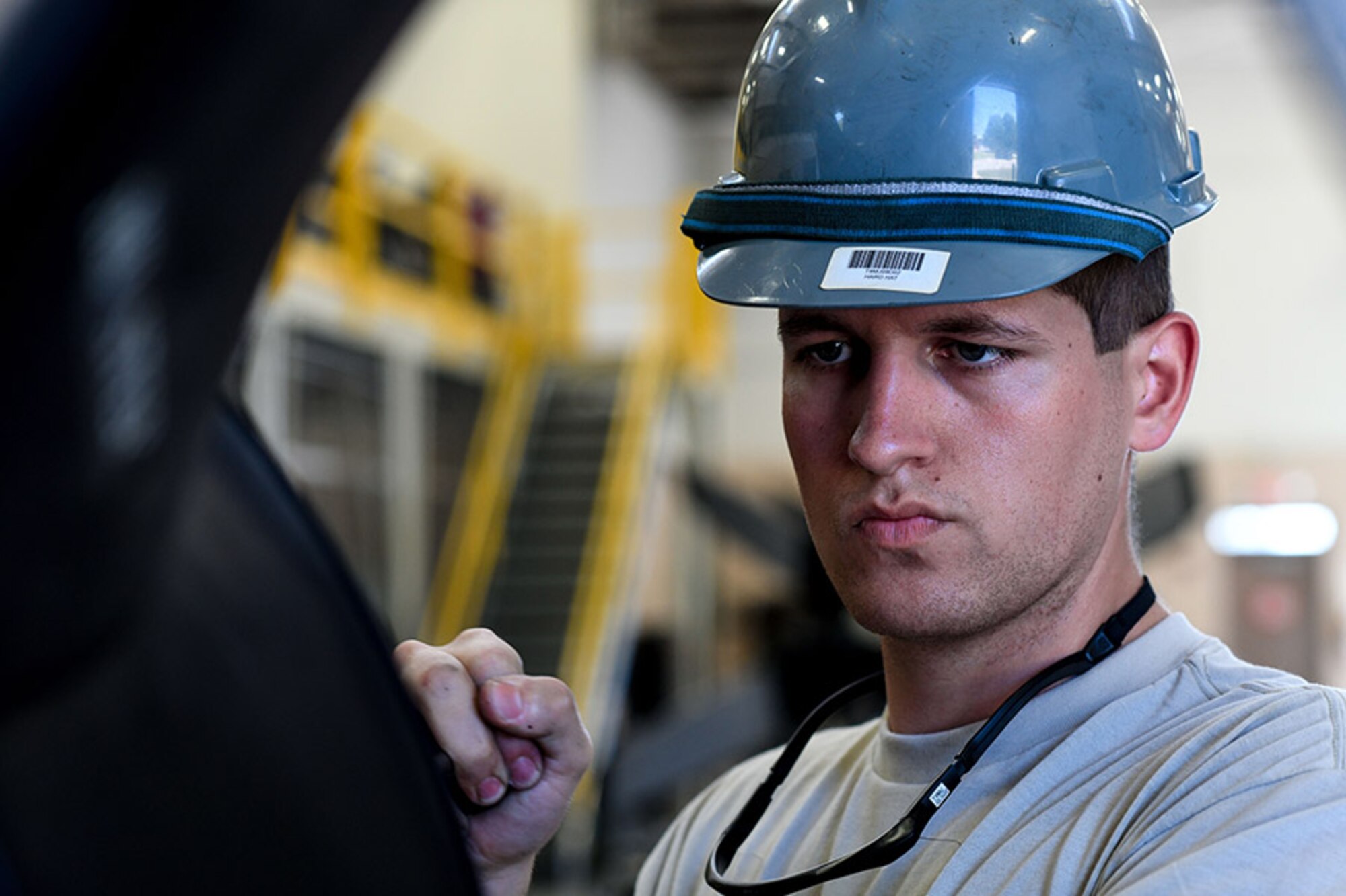 Senior Airman Daniel Phillis, an aerospace propulsion technician from the 910th Aircraft Maintenance Squadron, rebuilds a C-130H propeller assembly here, July 15, 2019.