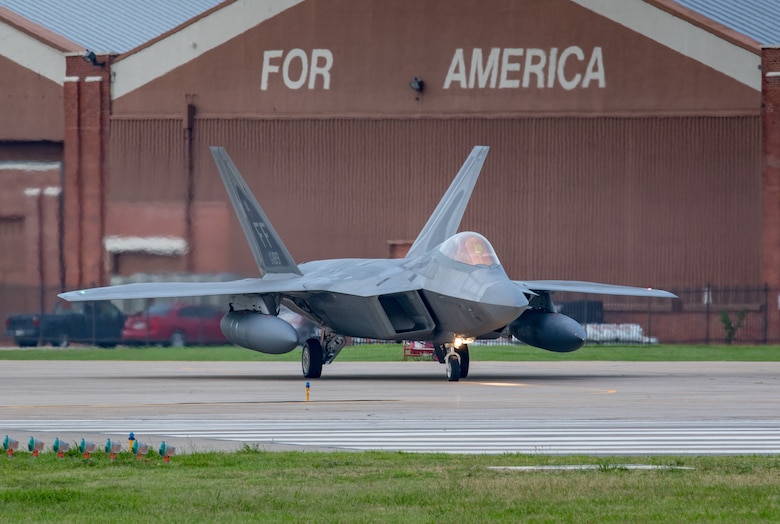 F-22 Raptor jet takes off from Joint Base Langley-Eustis