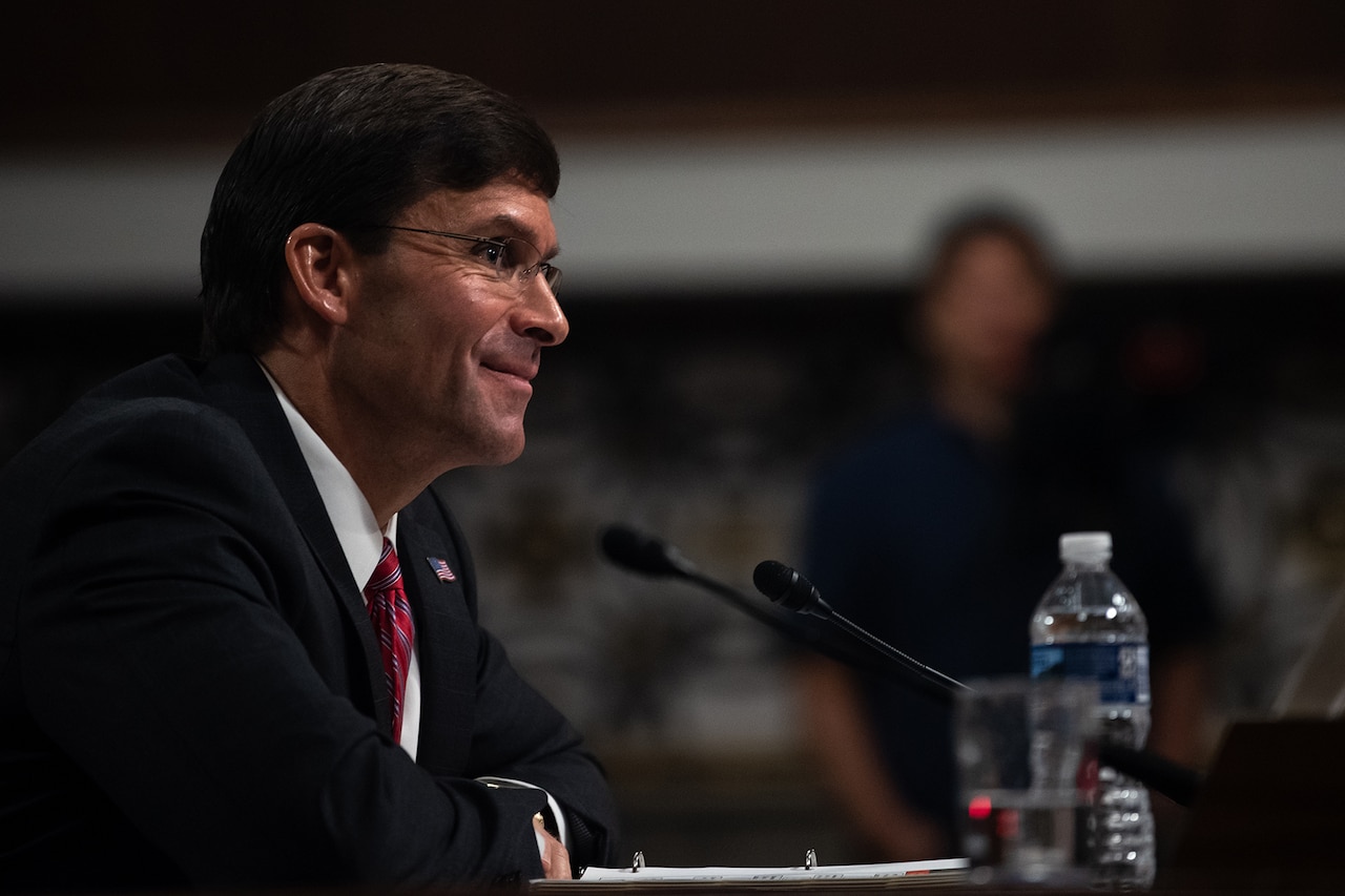 Army Secretary Dr. Mark T. Esper answers questions.