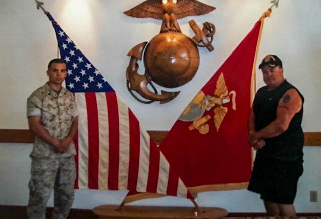 U.S. Marine Corps Gunnery Sgt. Arthur Padilla (left) poses for a photo with his father-in-law Michael J. O'Malley, 2013. (Courtesy photo courtesy from Gunnery Sgt. Arthur Padilla)