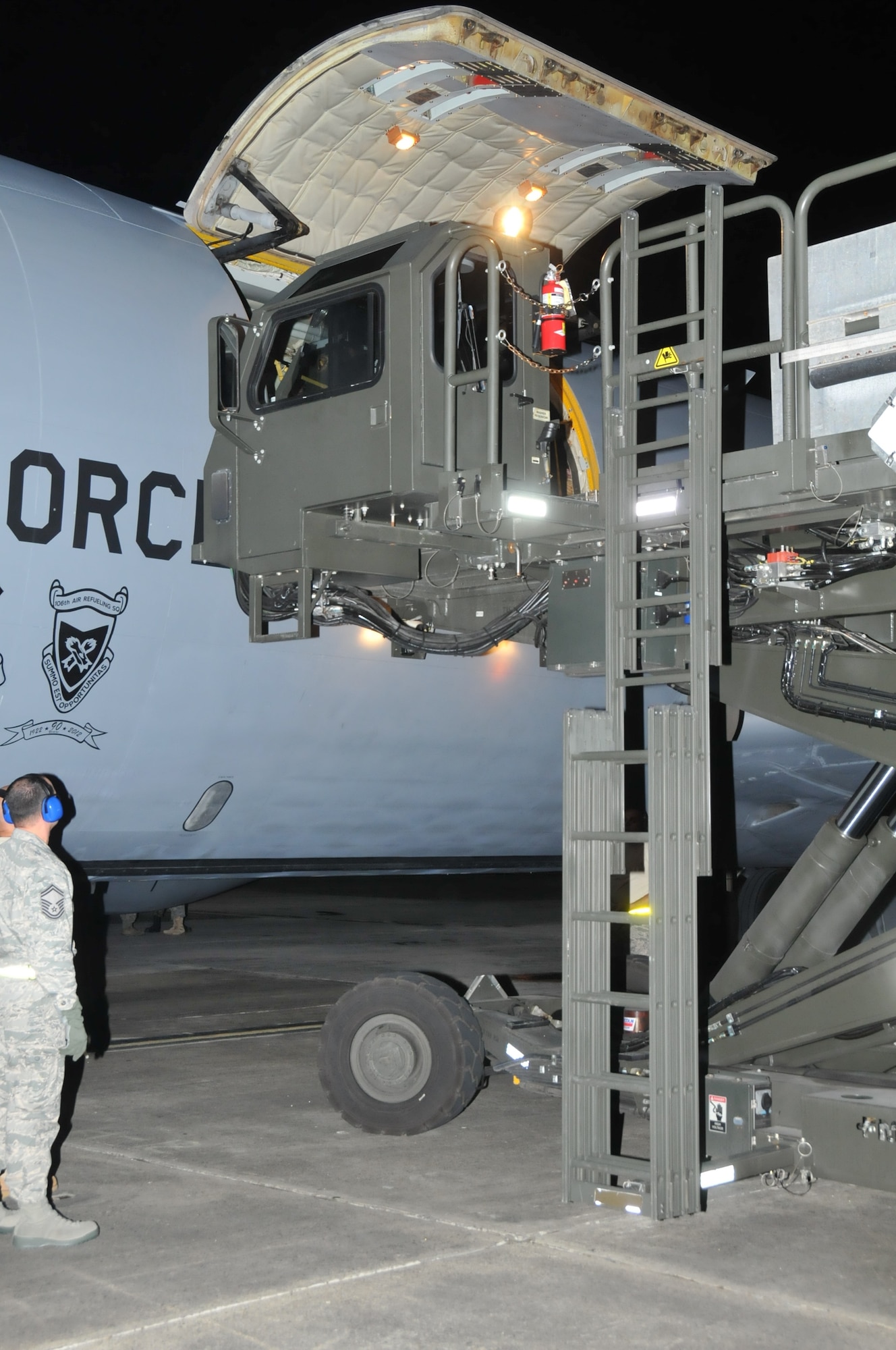 Day or night, aircraft loading operations keep the mission moving in support of domestic operations at Muniz Air National Guard Base for the Vigilant Guard Exercise. (U.S. Air National Guard courtesy photo)