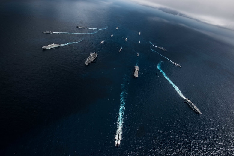 U.S. Navy, U.S. Coast Guard, Australian Navy, Canadian Navy and Japan Maritime Self Defense Force ships sail together in formation during Talisman Sabre 2019 . Talisman Sabre 2019 illustrates the closeness of the Australian and U.S. alliance and the strength of the military-to-military relationship. This is the eighth iteration of this exercise.