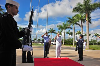 Military leaders salute.