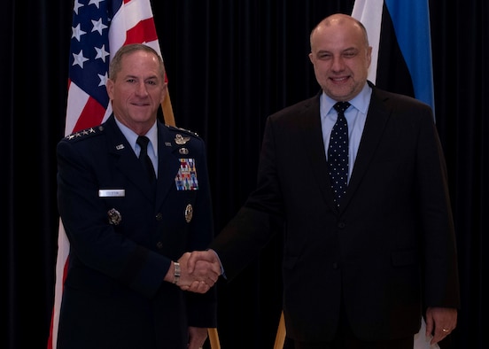 U.S. Air Force Chief of Staff Gen. David L. Goldfein met with Jüri Luik, Estonian Minister of Defence, during his visit to Estonia to discuss Baltic Sea regional security, defence cooperation and international security situation. (Courtesy photos by Estonia Ministry of Defence)