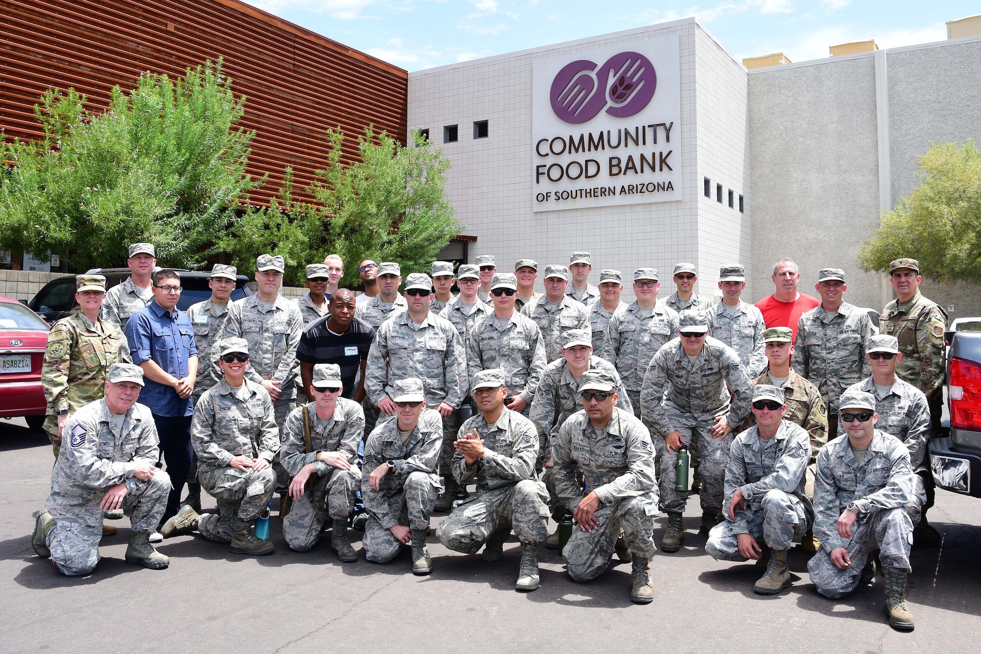 The reservists spent their Saturday morning supporting the needy, spanning five counties by building 3,360 food boxes at the Community Food Bank of Southern Arizona.