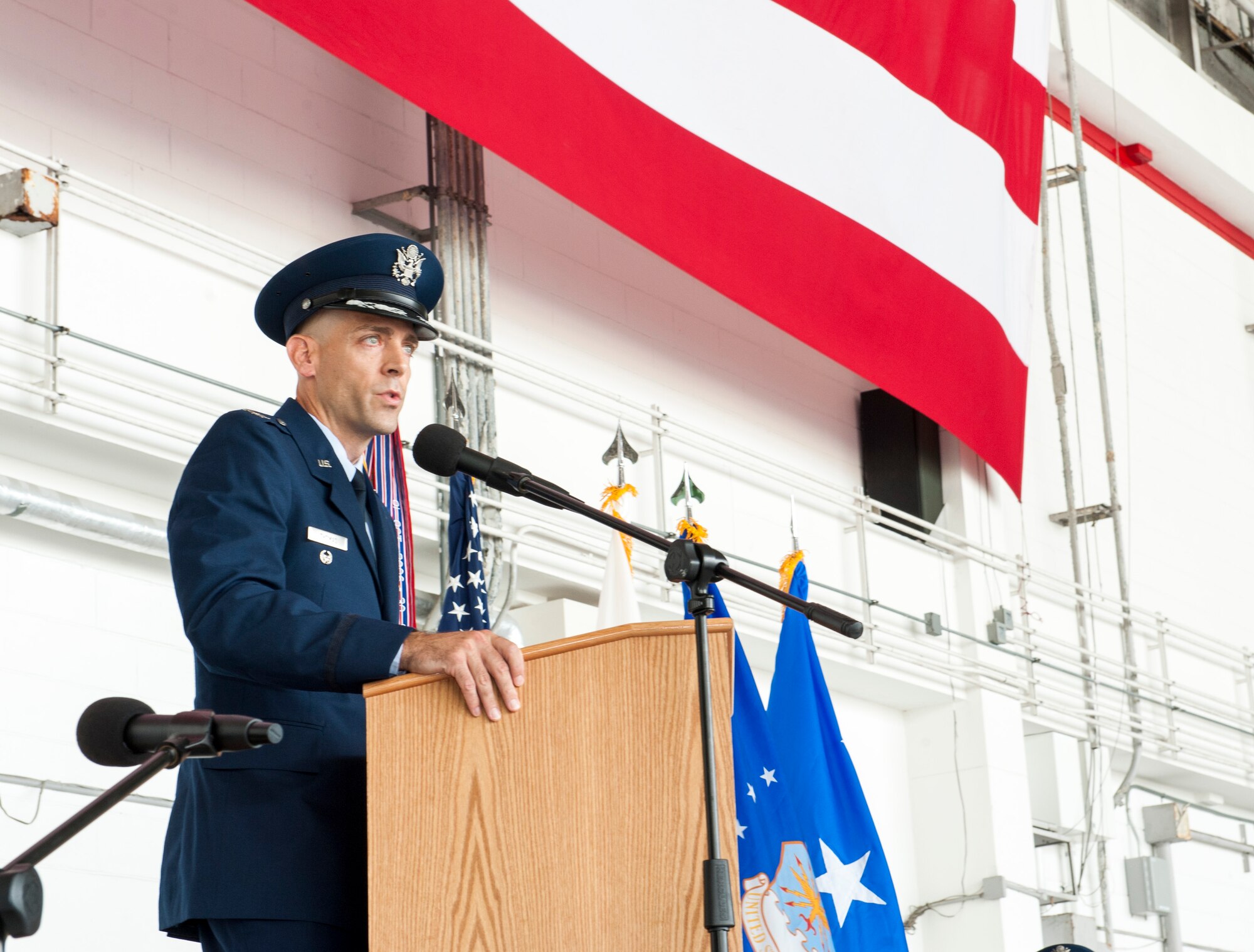 Col. Jason Kirby relinquished command of the 353rd Special Operations Group (SOG) to Col. Michael Thomas during a change of command ceremony on 3 July, 2019. 
Lt. Gen. James Slife, Air Force Special Operations Command commander, presided over the event held inside a hangar where the Airmen of the 353rd SOG and distinguished guests welcomed the new commander.