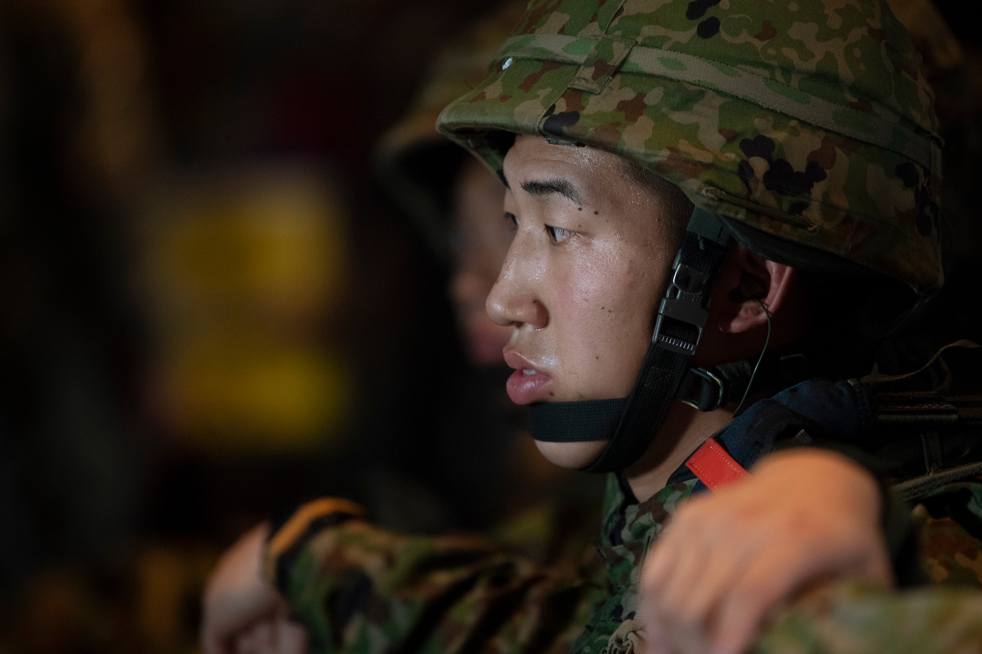 A Japan Ground Self-Defense Force soldier assigned to the 1st Airborne Brigade
