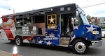 A new food truck purchased by the Defense Logistics Agency Troop Support for the Army's Joint Center of Culinary Excellence stopped at the DLA headquarters in Philadelphia on July 9, 2019.