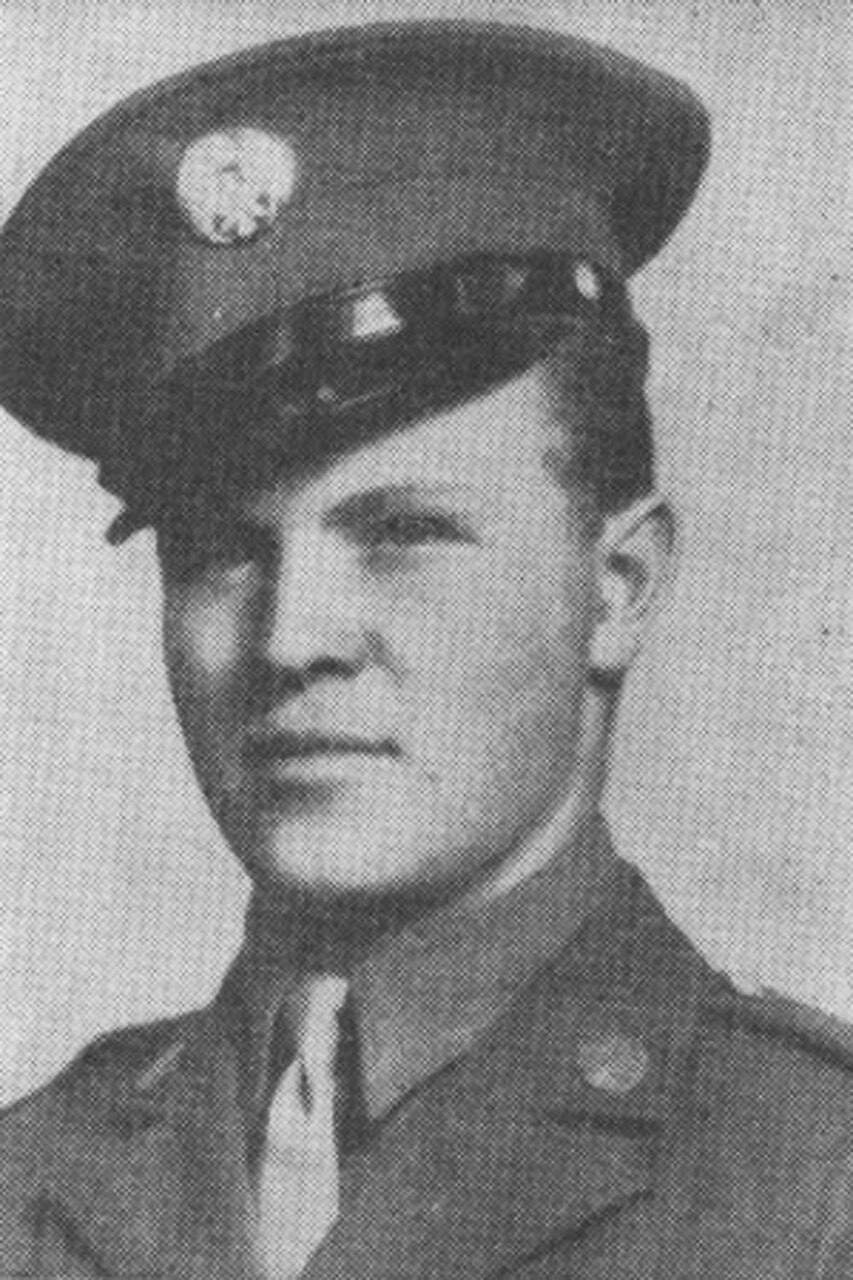 A man in Army dress uniform wears his hat slightly crooked on his head.