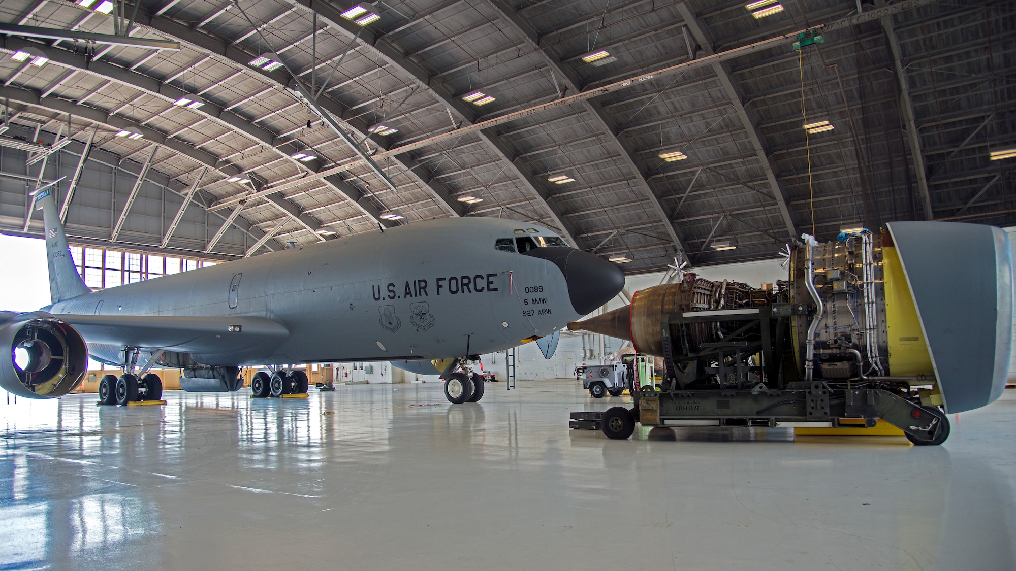A KC-135 Stratotanker sits, July 1, 2019, at MacDill Air Force Base, Fla.