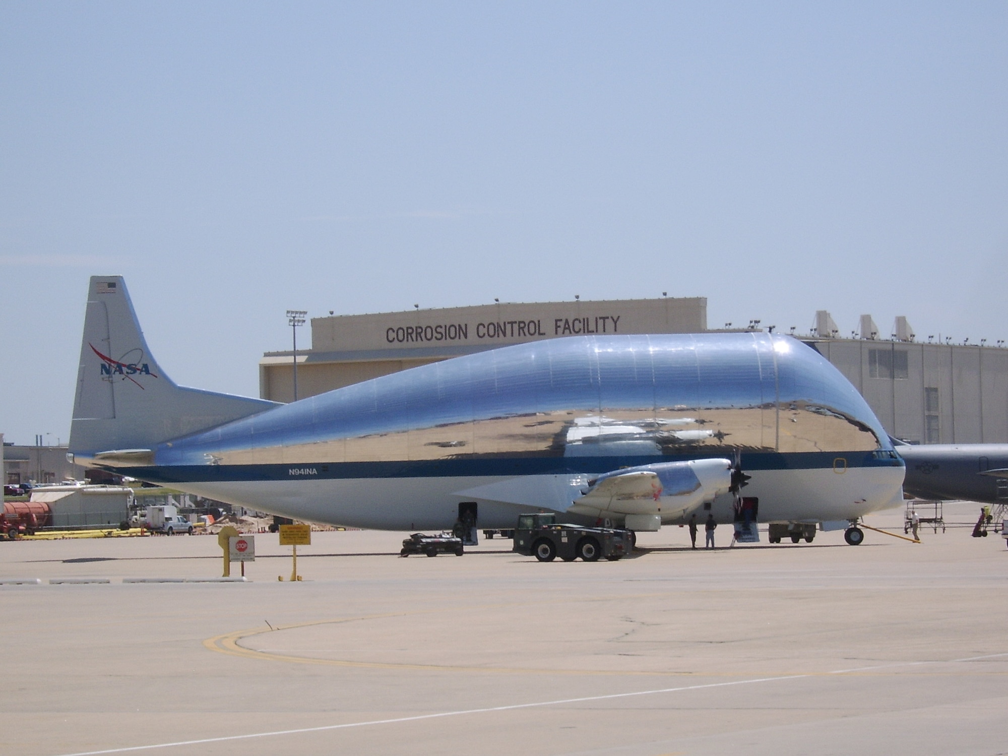The Apollo program’s legacy and Tinker’s association with support for NASA continues to this day with NASA’s B-377SGT which is the last of four built. The “Super Guppy Transport” aircraft moves outsized cargo and equipment for ongoing space exploration programs for NASA and was overhauled and painted at Tinker in recent years. (Tinker History Office photo)