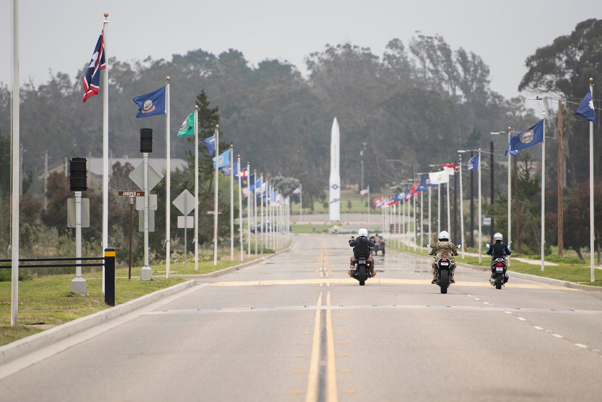 30th Space Wing Airmen ride motorcycles May 29, 2019, at Vandenberg Air Force Base, Calif. Through partnerships with local training agencies, Vandenberg’s motorcycle safety program maintains military readiness by ensuring Airmen are experienced with the necessary lifesaving skills for riding on the open road. (U.S. Air Force photo by Airman 1st Class Hanah Abercrombie)