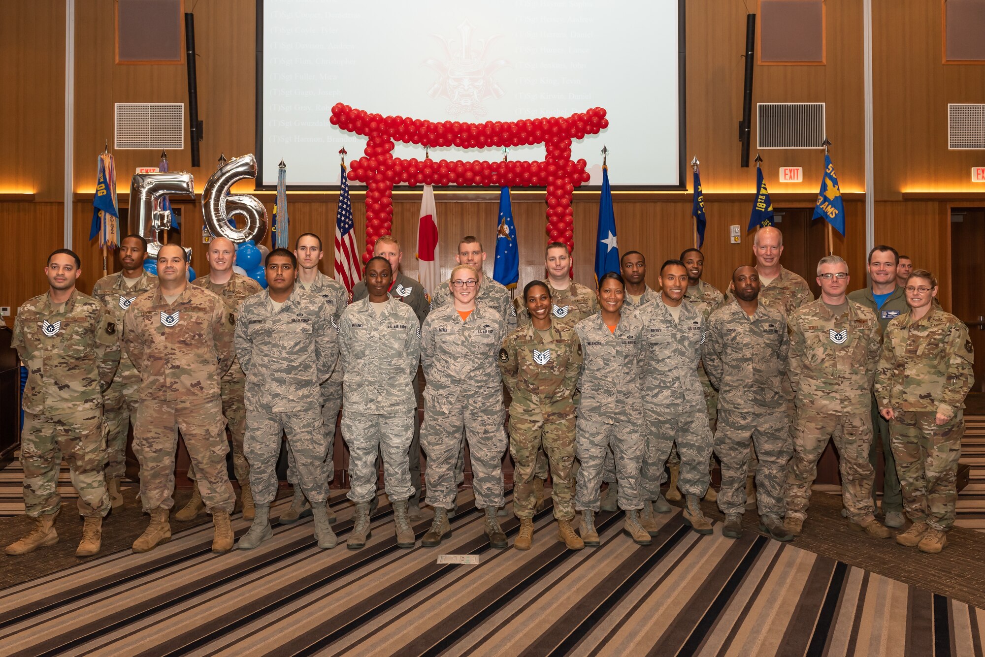 More than 250 staff sergeants from around the 18th Wing celebrate their promotion to technical sergeant on Kadena Air Base, July 19, 2019. The promotees are charged with being their organizations’ technical experts, and must continuously strive to further their development as technicians, supervisors and leaders through on- and off-duty professional development opportunities. They are responsible for their subordinates’ development and the effective accomplishment of all assigned tasks. They must ensure proper and effective use of all resources under their control to ensure the mission is effectively and efficiently accomplished. (U.S. Air Force photo by Airman 1st Class Matthew Seefeldt)