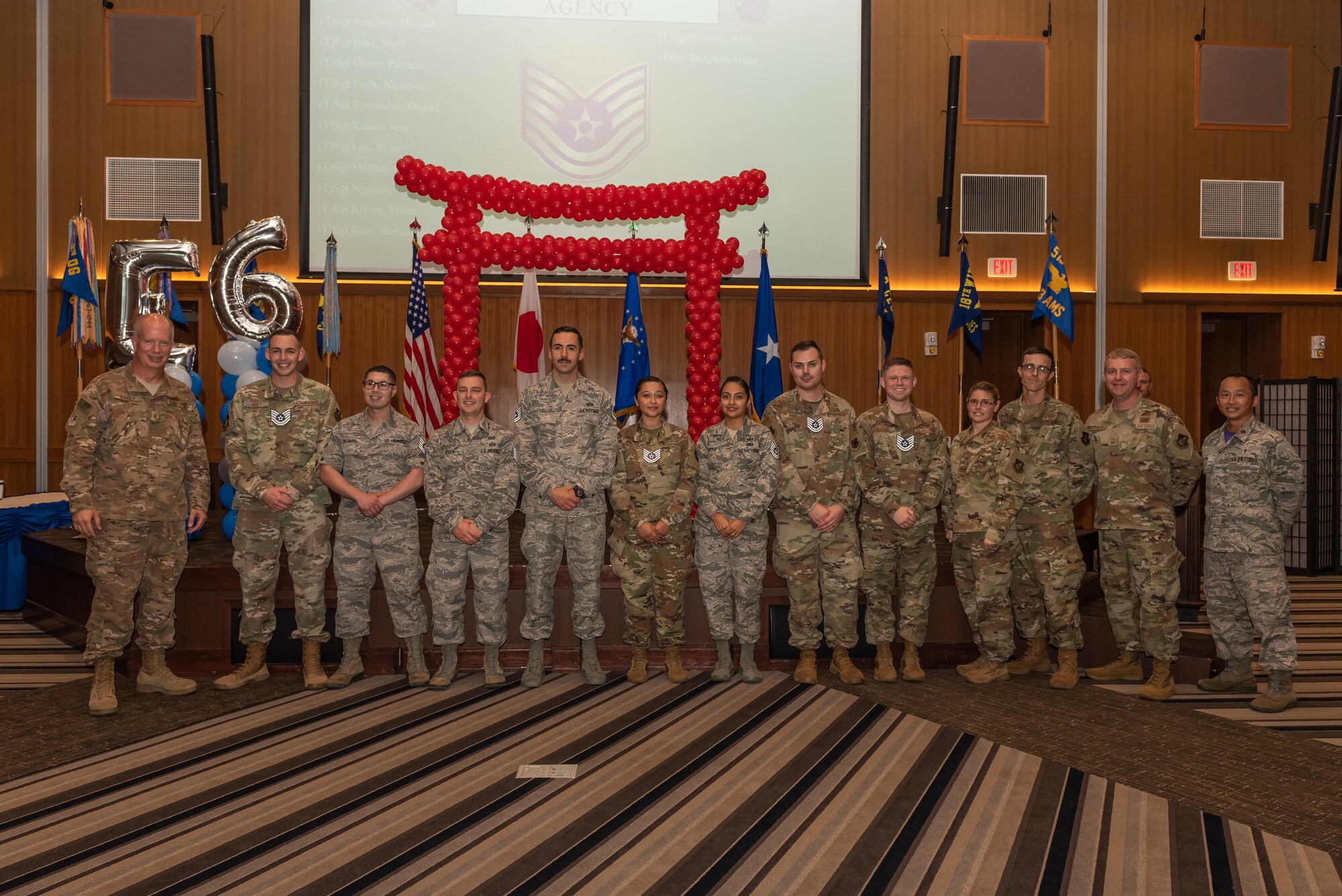 More than 250 staff sergeants from around the 18th Wing celebrate their promotion to technical sergeant on Kadena Air Base, July 19, 2019. The promotees are charged with being their organizations’ technical experts, and must continuously strive to further their development as technicians, supervisors and leaders through on- and off-duty professional development opportunities. They are responsible for their subordinates’ development and the effective accomplishment of all assigned tasks. They must ensure proper and effective use of all resources under their control to ensure the mission is effectively and efficiently accomplished. (U.S. Air Force photo by Airman 1st Class Matthew Seefeldt)
