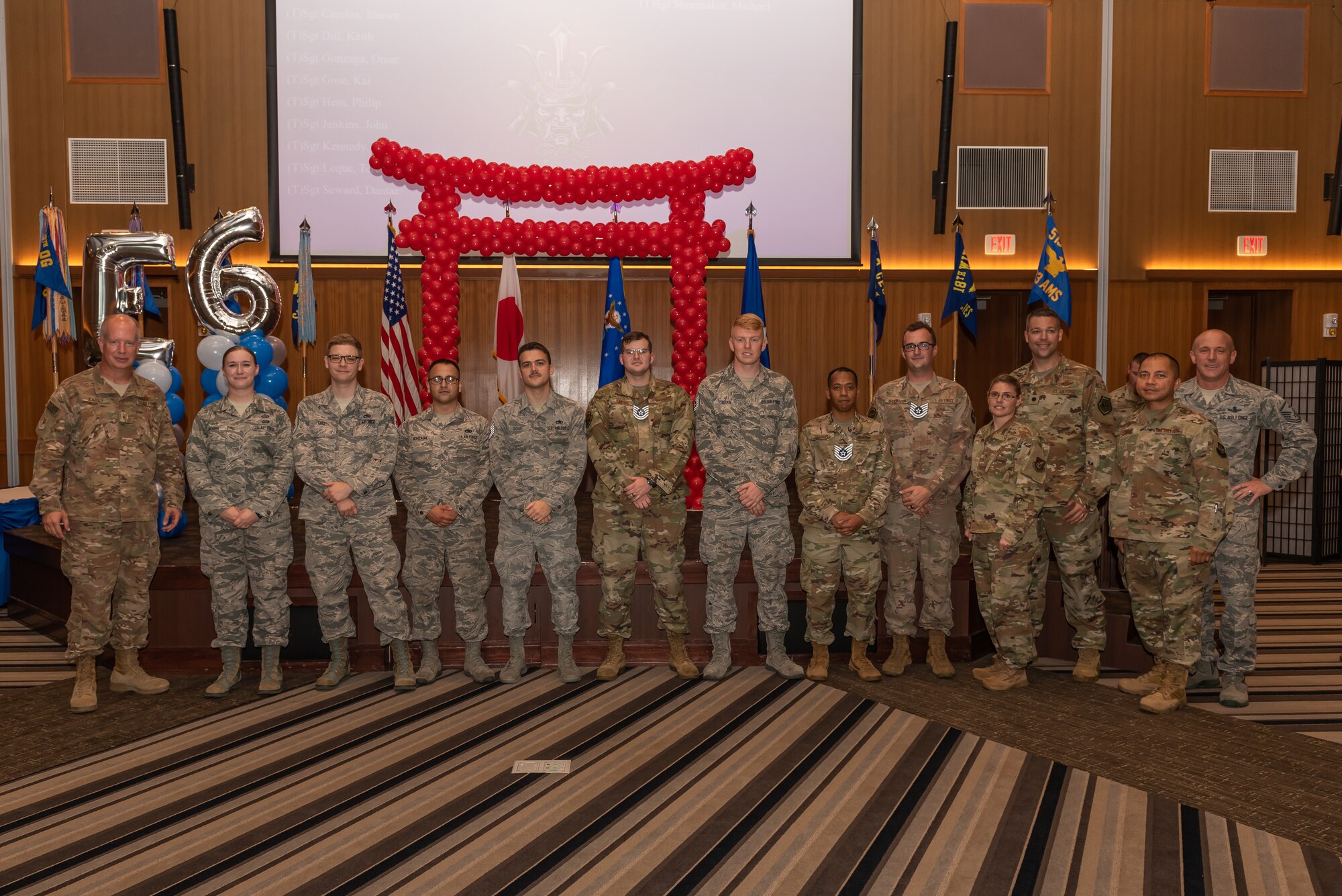 More than 250 staff sergeants from around the 18th Wing celebrate their promotion to technical sergeant on Kadena Air Base, July 19, 2019. The promotees are charged with being their organizations’ technical experts, and must continuously strive to further their development as technicians, supervisors and leaders through on- and off-duty professional development opportunities. They are responsible for their subordinates’ development and the effective accomplishment of all assigned tasks. They must ensure proper and effective use of all resources under their control to ensure the mission is effectively and efficiently accomplished. (U.S. Air Force photo by Airman 1st Class Matthew Seefeldt)