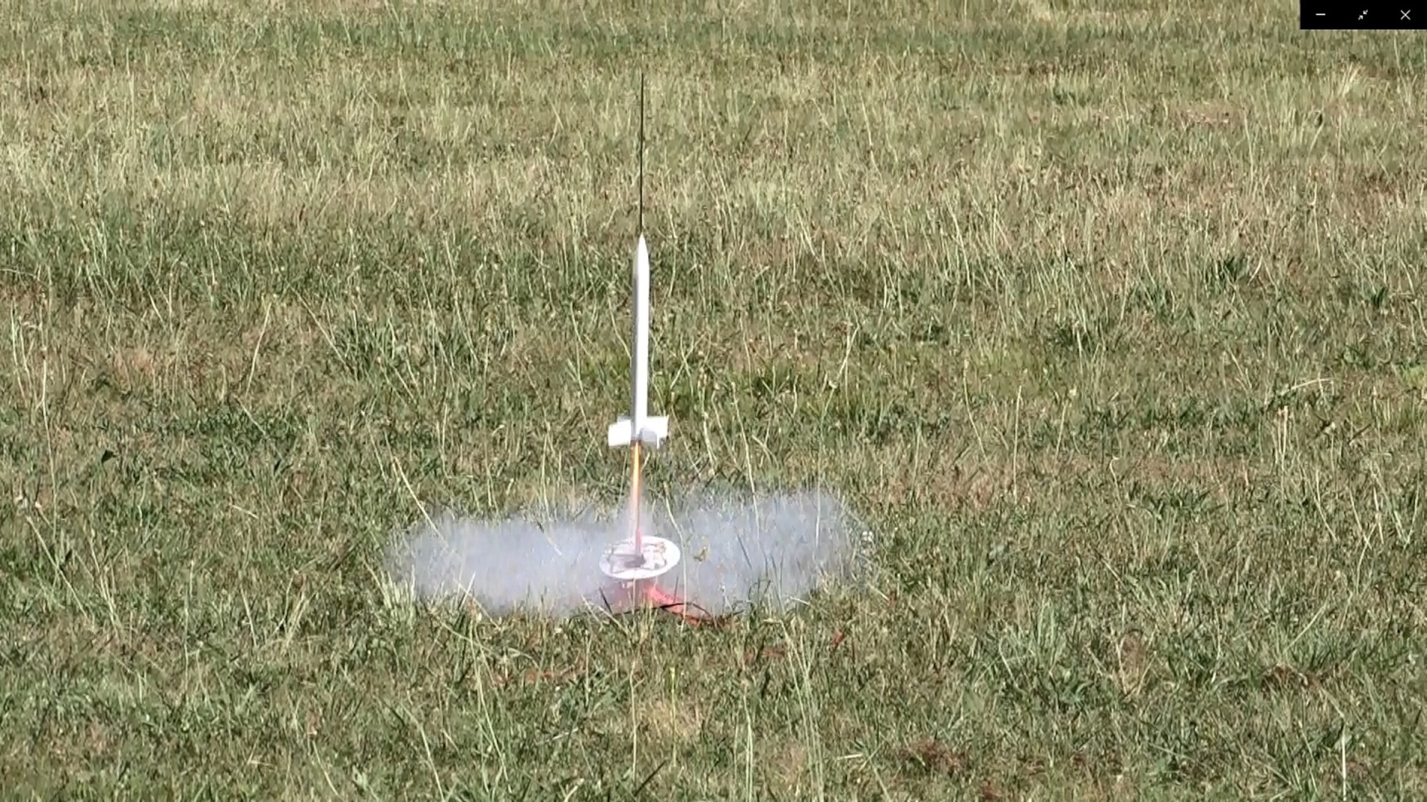 One of the rockets that a student designed and built as part of Reach for the Stars event readies for take-off June 1. The Reach for the Stars event is an annual educational outreach program meant to provide a fun, hands-on learning opportunity for students. (Courtesy photo)