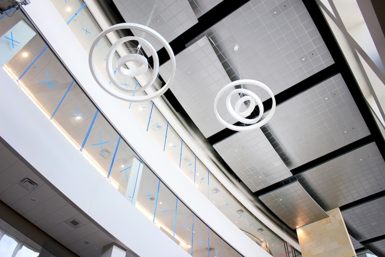 An interior view from within the four-story atrium in the Secure Administrative/Operations Facility (SAOF) on Fort Belvoir, Va. The U.S. Army Corps of Engineers, Baltimore District, is putting the finishing touches on the state-of-the-art 381,000-square-foot SAOF that will provide the U.S. Army Intelligence and Security Command a consolidated administrative facility to well-equip them for future operations.