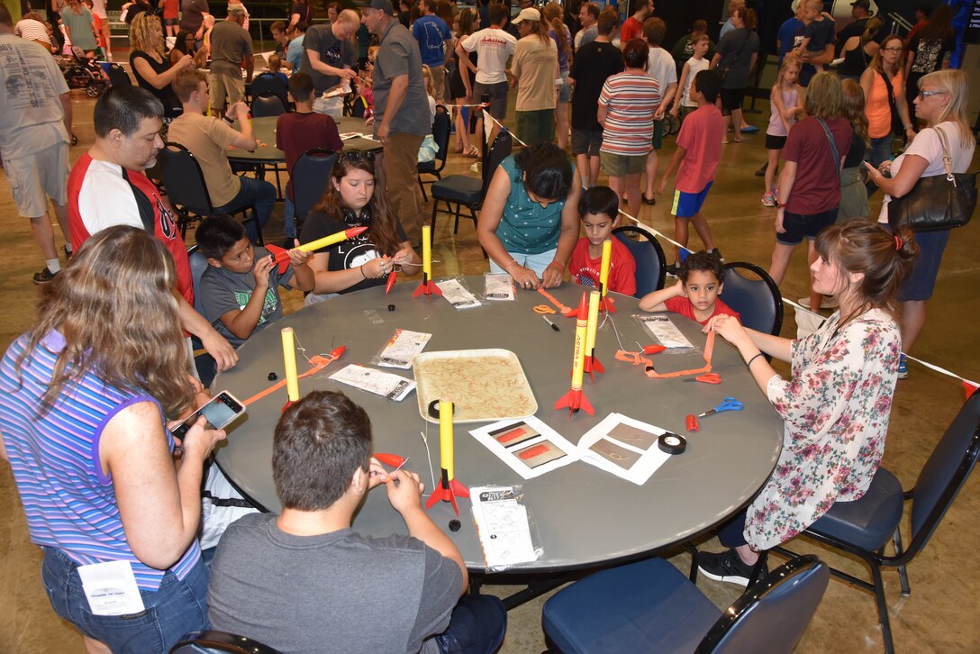 DAYTON, Ohio -- Young museum visitors had the chance to build and launch model rockets at the 50th Anniversary of the Apollo 11 Moon Landing Family Day event at the National Museum of the U.S. Air Force on July 20, 2019. (U.S. Air Force photo by Ken LaRock)