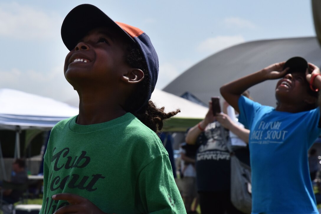 DAYTON, Ohio -- Young museum visitors had the chance to build and launch model rockets at the 50th Anniversary of the Apollo 11 Moon Landing Family Day event at the National Museum of the U.S. Air Force on July 20, 2019. (U.S. Air Force photo by Ken LaRock)
