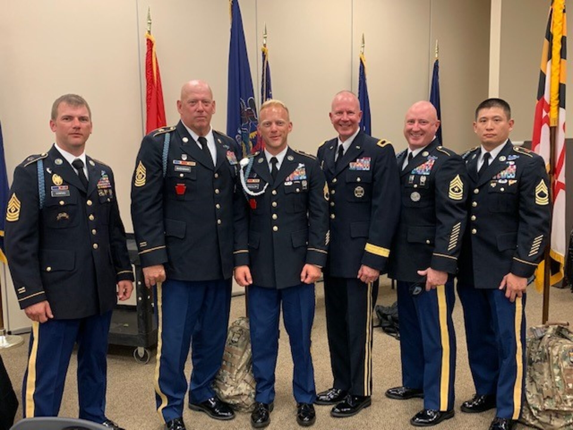 Pennsylvania and National Guard Bureau Army senior leaders attended the 2019 Army National Guard Best Warrior Competition award ceremony in Oklahoma and congratulated Staff Sgt. Erich Friedlein.