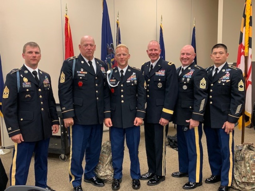 Pennsylvania and National Guard Bureau Army senior leaders attended the 2019 Army National Guard Best Warrior Competition award ceremony in Oklahoma and congratulated Staff Sgt. Erich Friedlein.