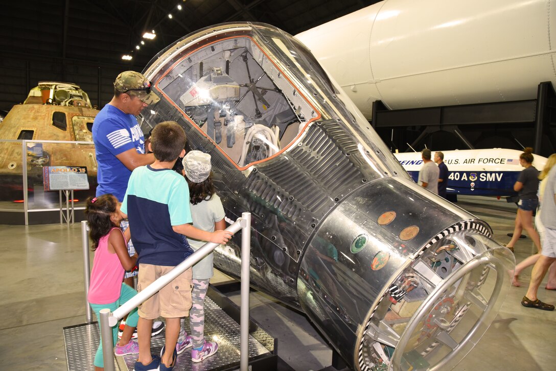 DAYTON, Ohio -- Museum visitors enjoying the 50th Anniversary of the Apollo 11 Moon Landing Family Day event at the National Museum of the U.S. Air Force on July 20, 2019. (U.S. Air Force photo by Ken LaRock)
