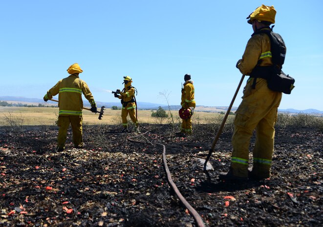 9th Civil Engineer Squadron fire department extinguish fire