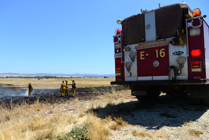 9th Civil Engineer Squadron fire department extinguish fire