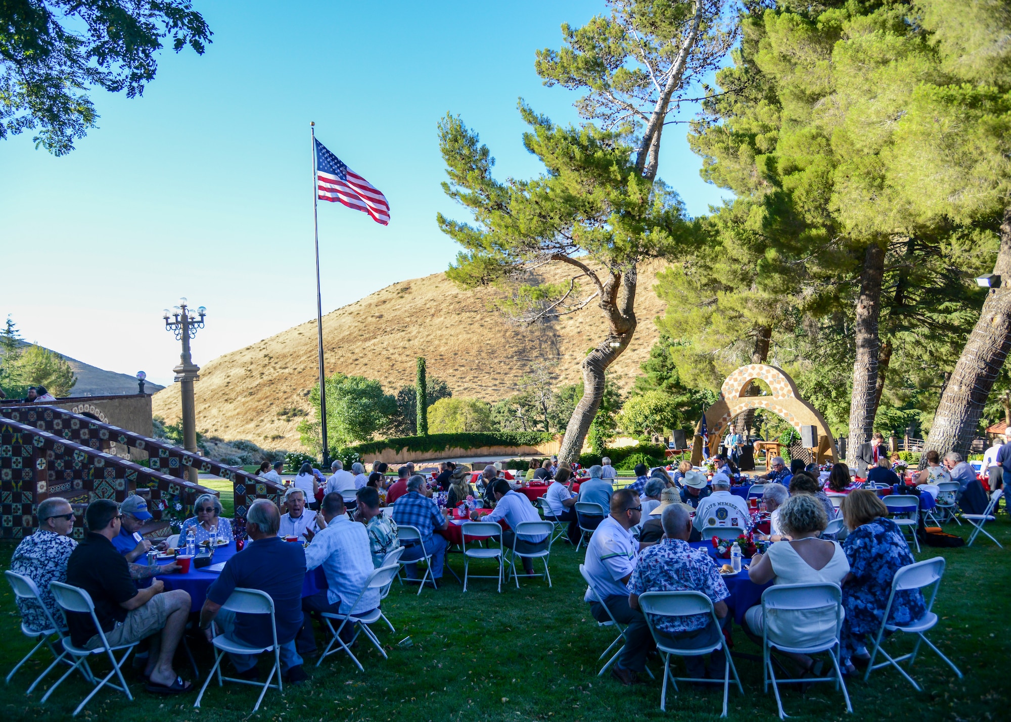 Members of the Edwards Air Force Base Civilian-Military Support Group attend their annual BBQ dinner at the Hacienda Lane Ranch in Palmdale, Calif., July 18. (U.S. Air Force photo by Giancarlo Casem)