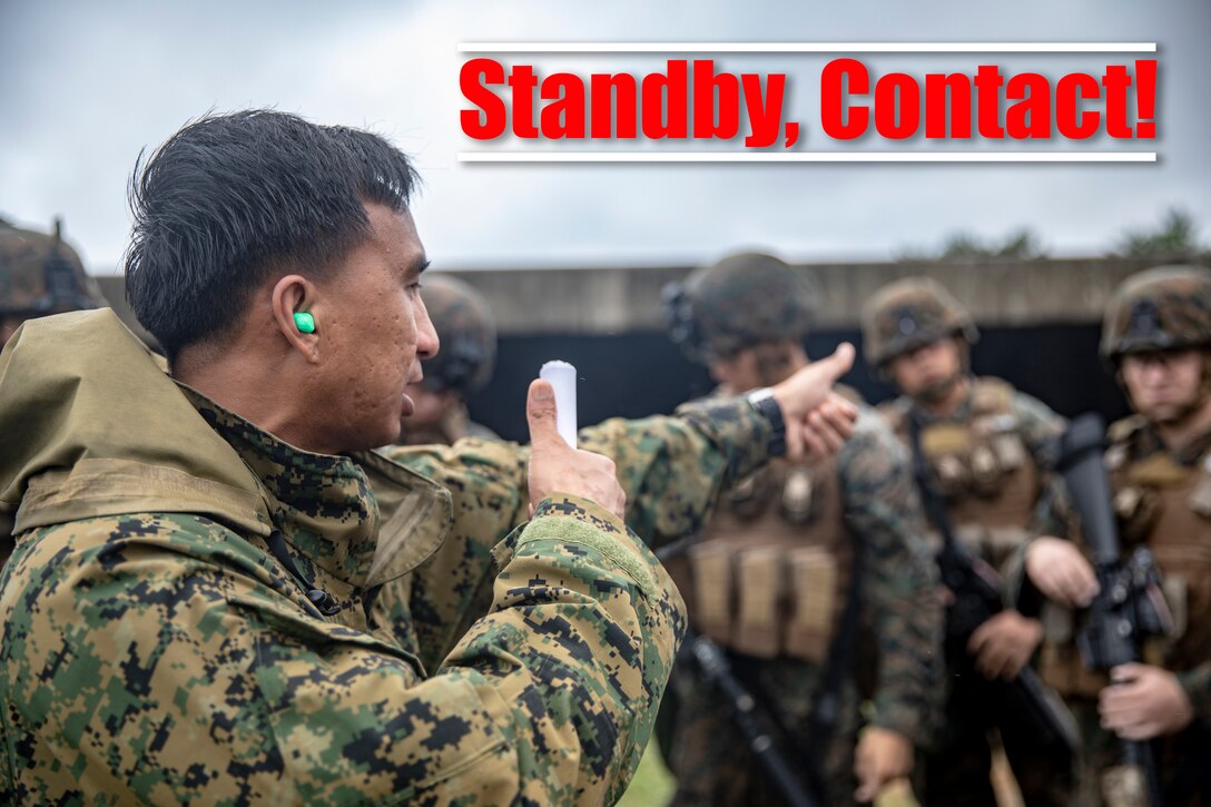 U.S. Marine Corps Staff Sgt. Jeric Ombao demonstrates proper stance before a live-fire range on Camp Hansen, Okinawa, Japan, June 26, 2019. General Support Maintenance Company, 3rd Maintenance Battalion, Combat Logistics Regiment 35, 3rd Marine Logistics Group, tested their combat marksmanship skills by executing rifle drills and completing Combat Marksmanship Program Tables 5 and 6. Ombao, a native of Kailua-Kona, Hawaii, is a maintenance chief with GSM Co. (U.S. Marine Corps photo by Lance Cpl. Terry Wong)