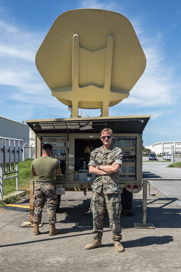 “With 3rd Marine Logistics Group, I have been able to deploy to various places and do a lot of training that is not normally part of my job,” said U.S. Marine Corps Cpl. Benjamin Willwerth while checking the communications between frequencies on Camp Kinser, Okinawa, Japan, July 16, 2019. Willwerth, a native of Portland, Maine, works as a radio operator with Communications Company, Combat Logistics Regiment 37, 3rd Marine Logistics Group. (U.S. Marine Corps photo by Pfc. Courtney A. Robertson)