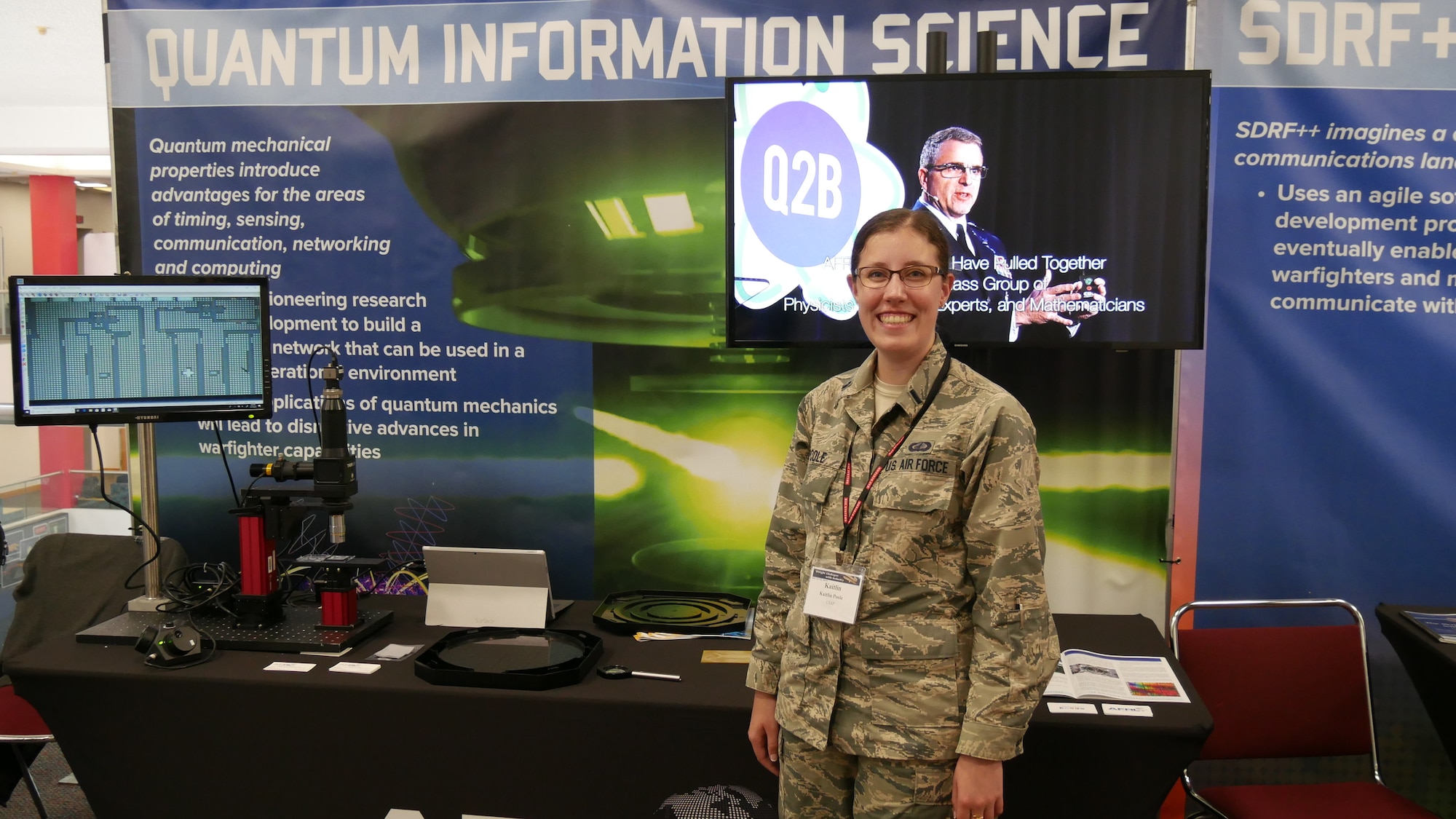 1st Lt. Kaitlin Poole, of AFRL’s Information Directorate at Rome, New York spoke about Quantum Information Science during Dayton Defense’s Wright Dialogue With Industry, July 16-18 at the Dayton Convention Center. AFRL is pioneering research and development to build a quantum network that can be used in a future operational environment. (Courtesy photo)