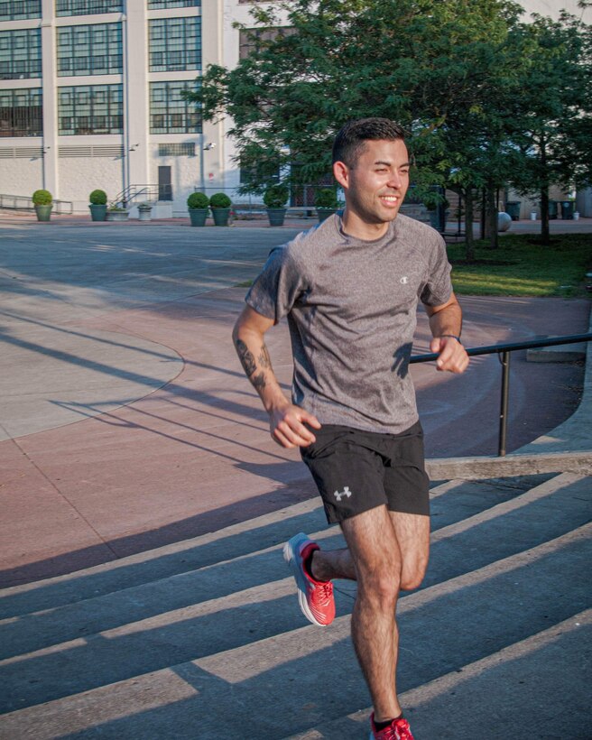 Staff Sgt. Kyle Hipol has been training since April to run in his first full marathon at the Air Force Marathon Sept. 21. Currently on a special duty position as a Defense Occupational and Environmental Health Readiness System support office consultant at the 711th Human Performance Wing, Hipol said he committed to making time to run and has made that his primary focus during off duty hours. (Courtesy photo)