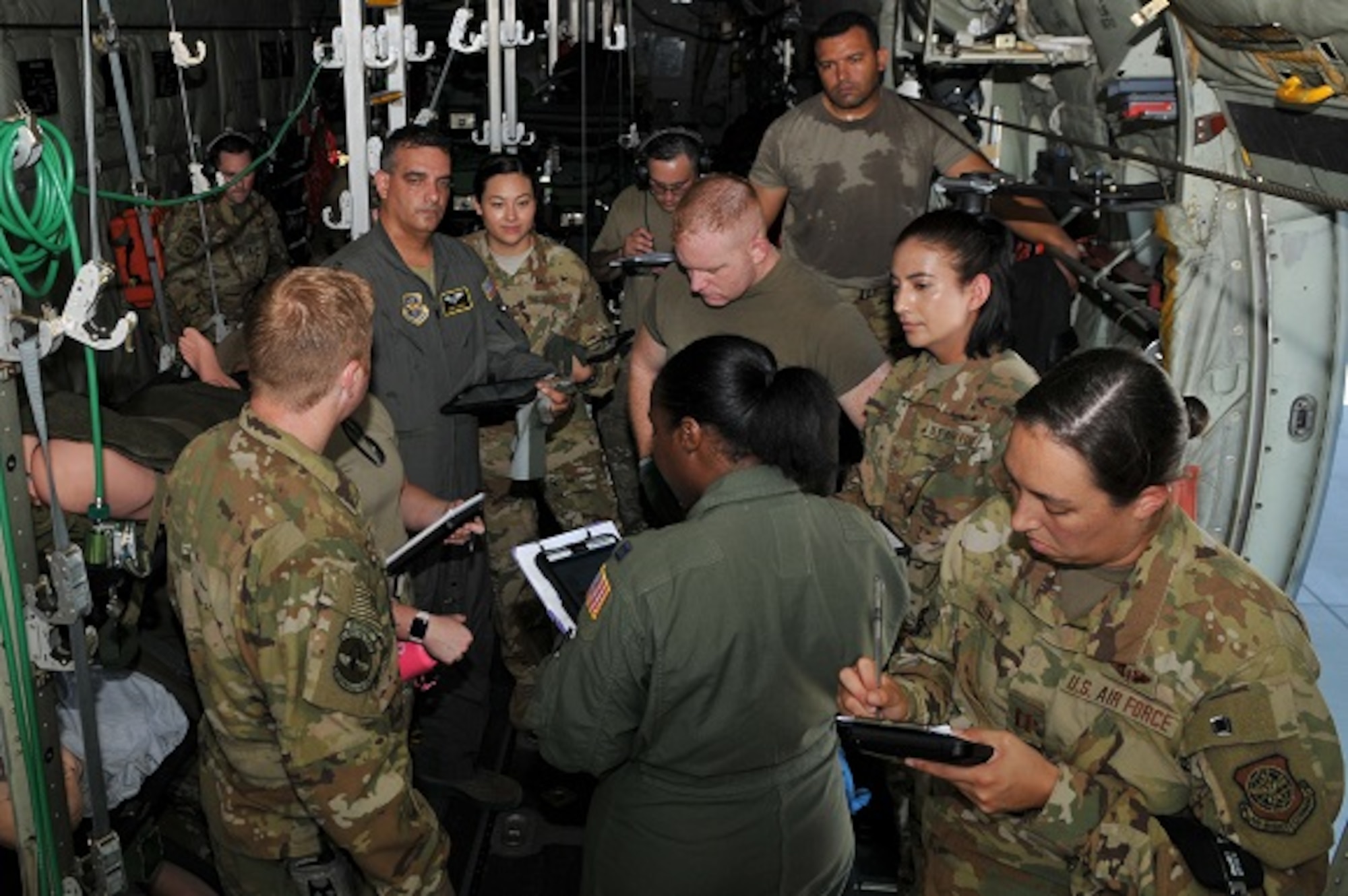 The 43d Aeromedical Evacuation Squadron (AES) get set for departure during a tandem Aeromedical Readiness Mission.