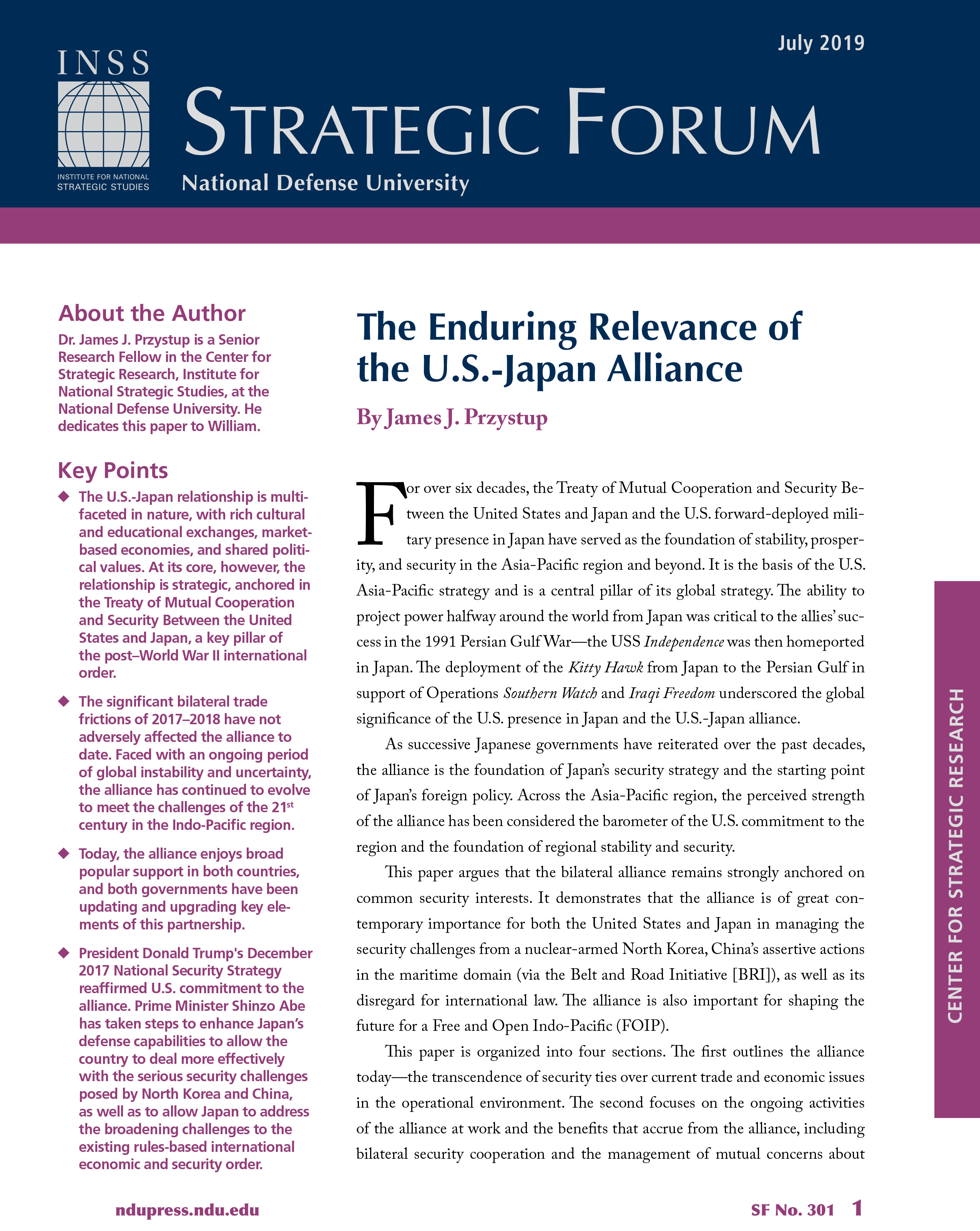 The Enduring Relevance of the U.S.-Japan Alliance > National Defense 