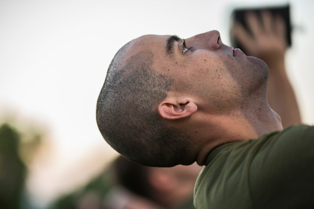U.S. Marines assigned to Headquarters and Headquarters Squadron (H&HS) conduct H&HS's first Combat Fitness Test (CFT) of the year at Marine Corps Air Station Yuma, Ariz., July 17, 2019. A CFT is composed of an 880-yard sprint, lifting an ammunition can overhead repeatedly for two minutes, and performing a timed event, the maneuver-under-fire, in which Marines conduct combat-related tasks. (U.S. Marine Corps photo by Cpl. Sabrina Candiaflores)