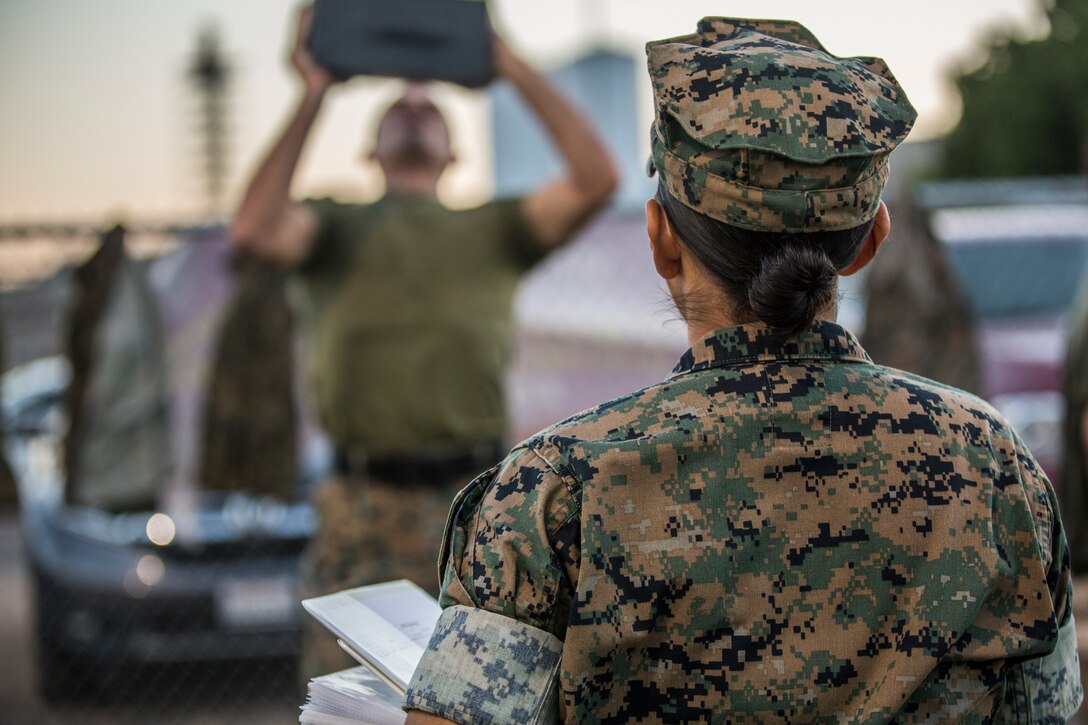 U.S. Marines assigned to Headquarters and Headquarters Squadron (H&HS) conduct H&HS's first Combat Fitness Test (CFT) of the year at Marine Corps Air Station Yuma, Ariz., July 17, 2019. A CFT is composed of an 880-yard sprint, lifting an ammunition can overhead repeatedly for two minutes, and performing a timed event, the maneuver-under-fire, in which Marines conduct combat-related tasks. (U.S. Marine Corps photo by Cpl. Sabrina Candiaflores)