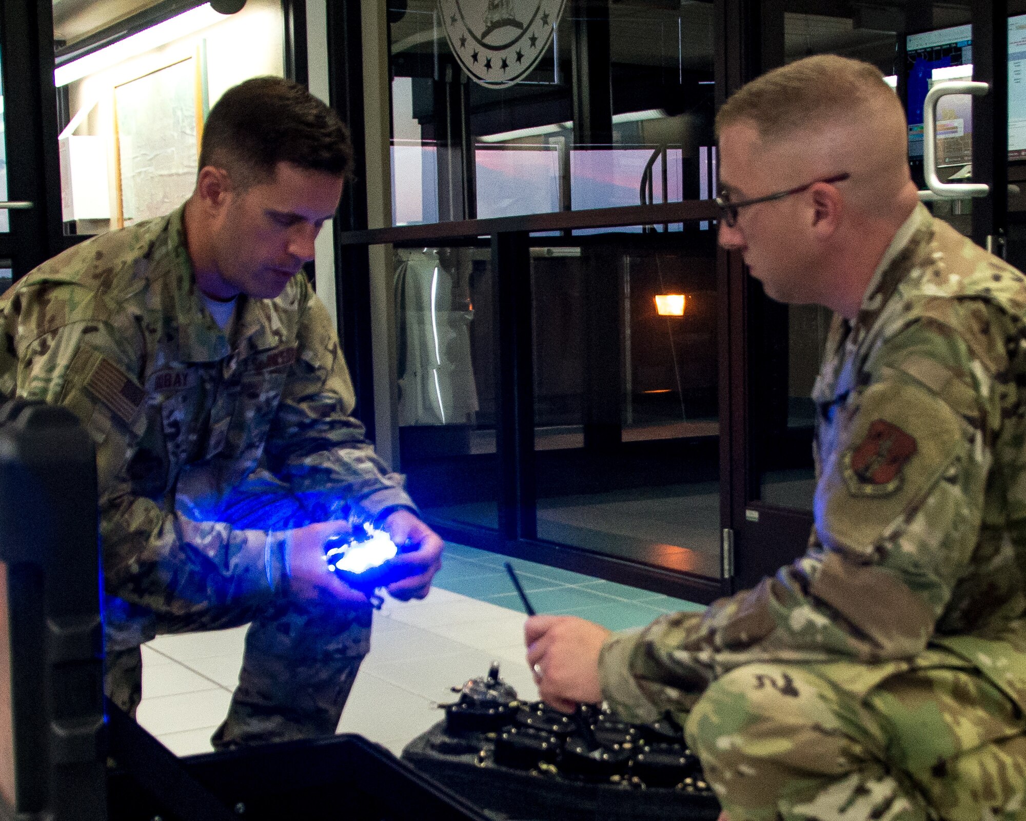 An Airman provides training on the use of Phantom Lights.