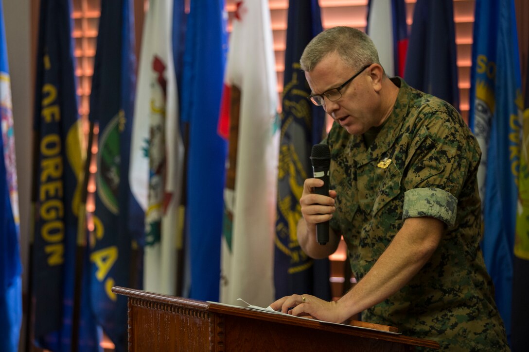 U.S. Marine Corps Gunnery Sgt. Jeremiah W. Francis retires after 20 years of service at the Sonoran Pubelo on Marine Corps Air Station Yuma, Ariz., July 12, 2019. Francis served as the Quality Assurance Chief, Airframes Chief, Squadron Gunnery Sergeant, and Flight Equipment Chief and was assigned to Marine Operational Test and Evaluation Squadron (VMX) One. (U.S. Marine Corps photo by Sgt. Isaac D. Martinez)