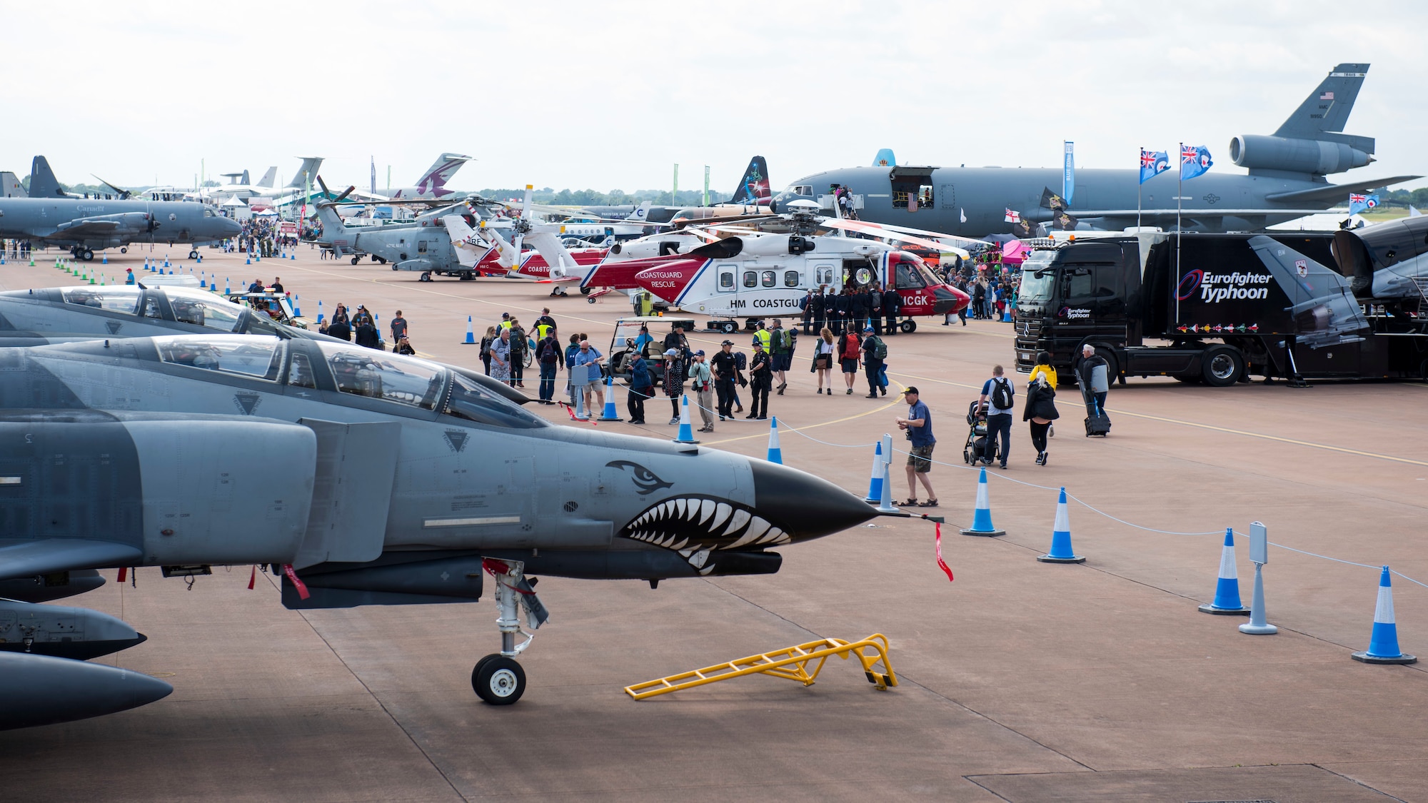 Thousands of attendees view static displays of NATO aircraft during the 2019 Royal International Air Tattoo at RAF Fairford, England, July 20, 2019. This year’s RIAT commemorated the 70th Anniversary of NATO and highlighted the United State’s enduring commitment to its European allies. (U.S. Air Force photo by Airman 1st Class Jennifer Zima)