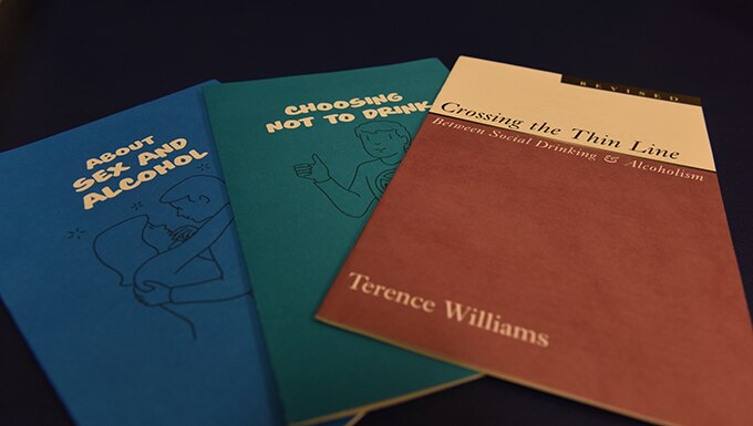 Reading material sits on a table at the mental health treatment facility, July 18, 2019, at Incirlik Air Base, Turkey. These books, along with other educational information, are provided by the Alcohol and Drug Abuse Prevention and Treatment clinic to educate Airmen on healthy and responsible drinking habits. (U.S. Air Force photo by Staff Sgt. Matthew J. Wisher)